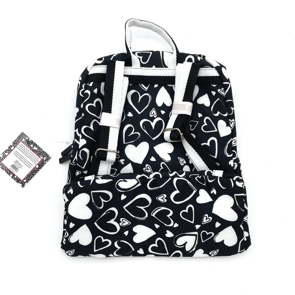 Brighton Love Endless Love Backpack NWT Black White Heart Print 9